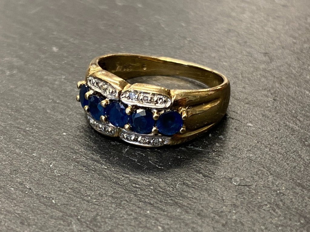ELEGANTER RING GOLD 333 DIAMANTEN SAPHIRE GRÖSSE 56