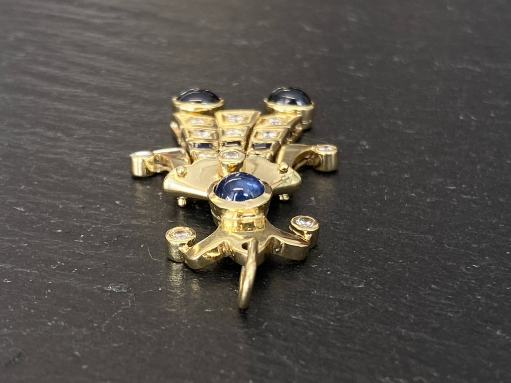Harlekin Anhänger Gold 14K 10,12g Diamanten 0.37ct und Saphire 1.39ct