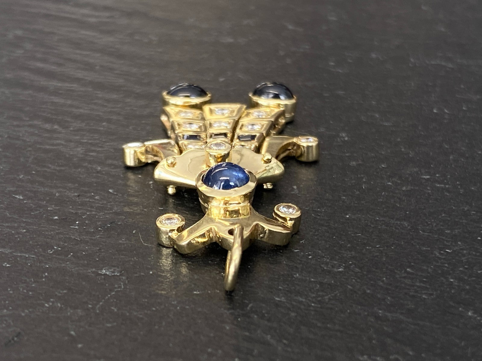 Harlekin Anhänger Gold 14K 10,12g Diamanten 0.37ct und Saphire 1.39ct