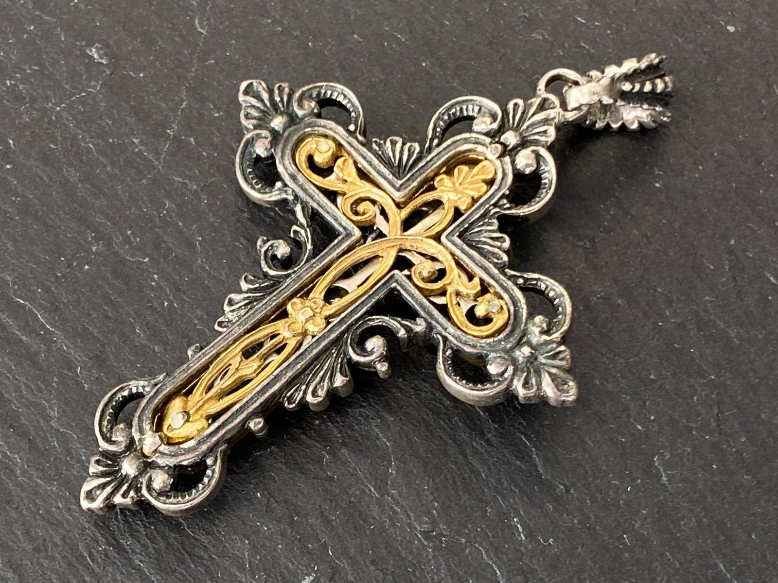 Antiker Siebenbürgen Kreuz aus Silber mit Granaten 19 tes Jhdt