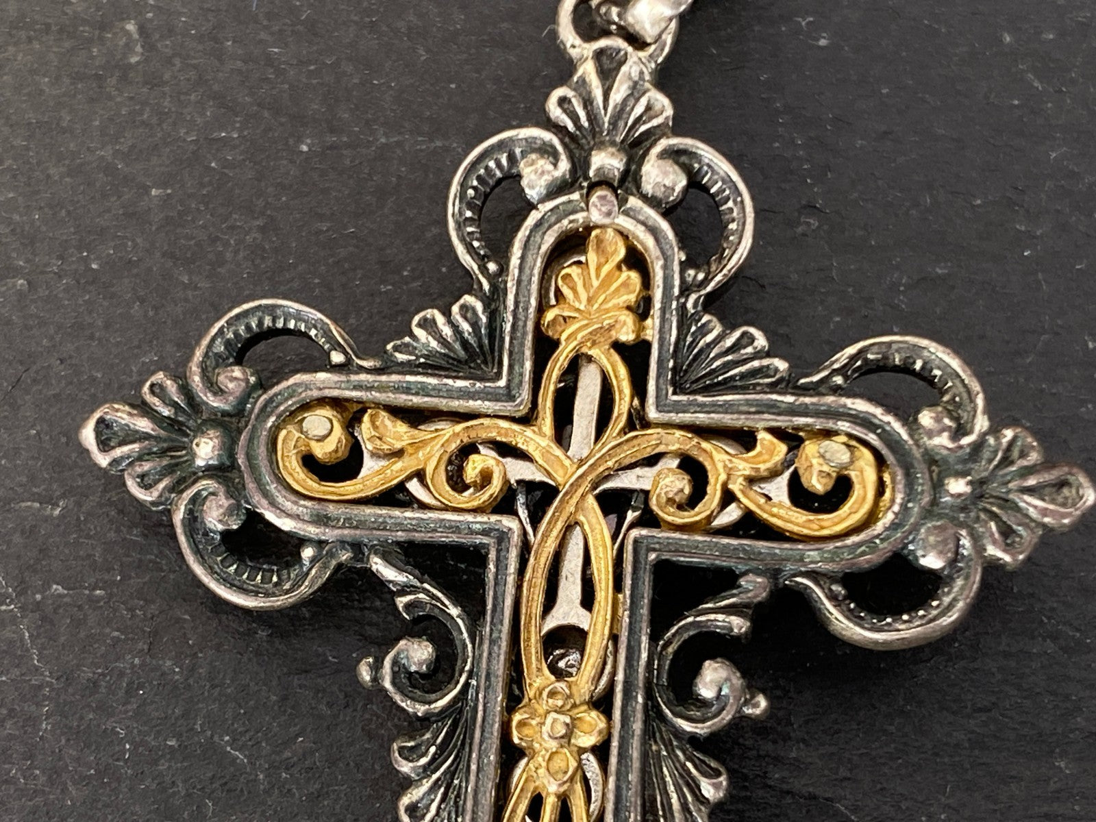Antiker Siebenbürgen Kreuz aus Silber mit Granaten 19 tes Jhdt