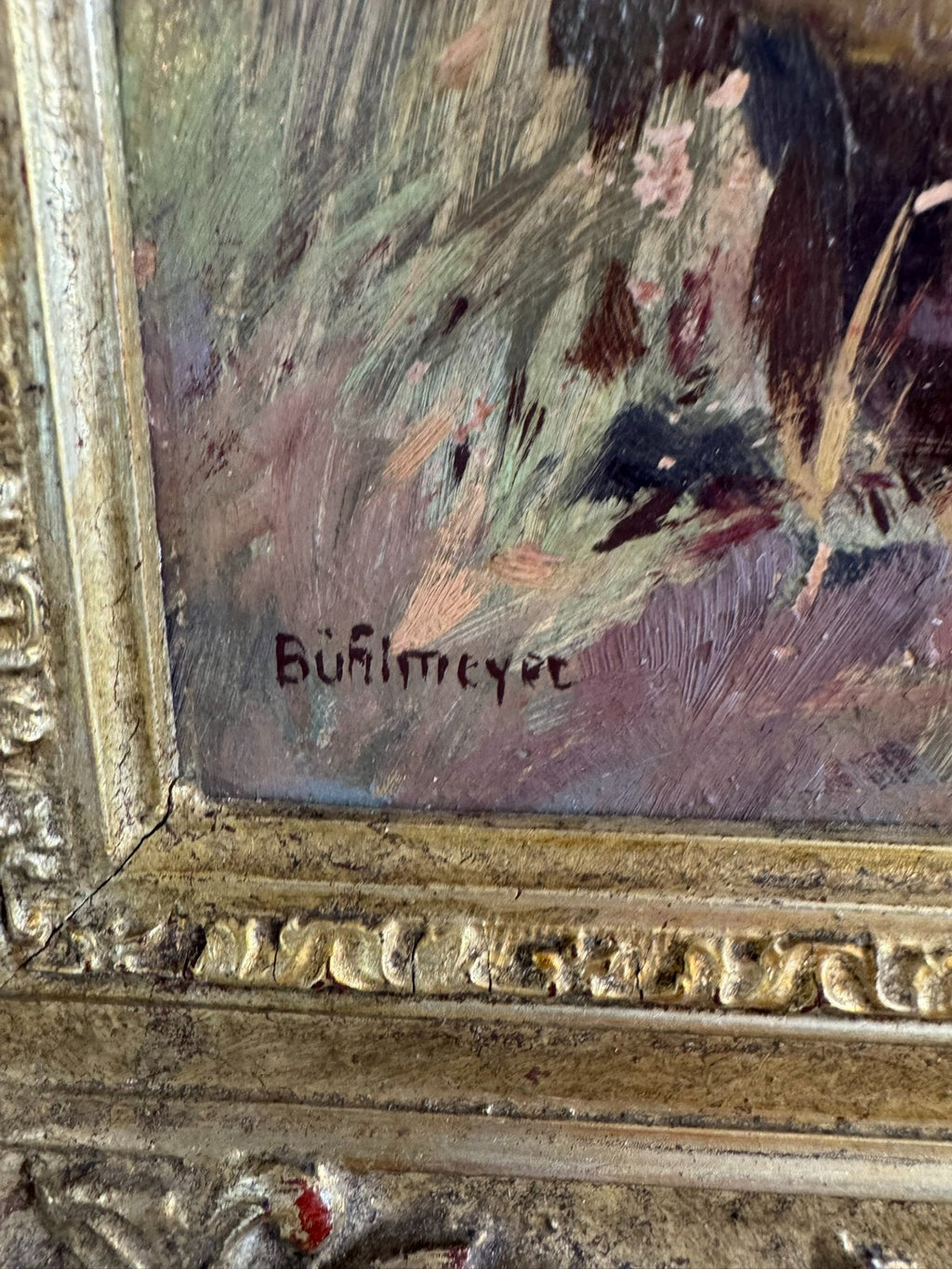 Ölgemälde Landschaft vor Gebirge signiert Bühlmeyer