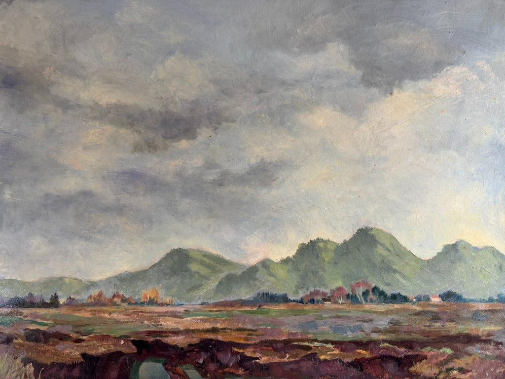 ÖLGEMÄLDE LANDSCHAFT VOR GEBIRGE SIGNIERT BÜHLMEYER