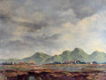 ÖLGEMÄLDE LANDSCHAFT VOR GEBIRGE SIGNIERT BÜHLMEYER