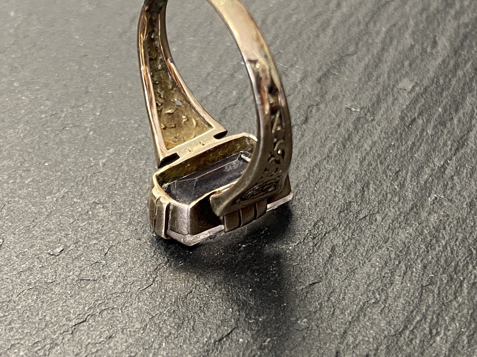 Ring Bergkristall Filigranes Dekor Quarz Grösse 60, Wohl Silber vergoldet