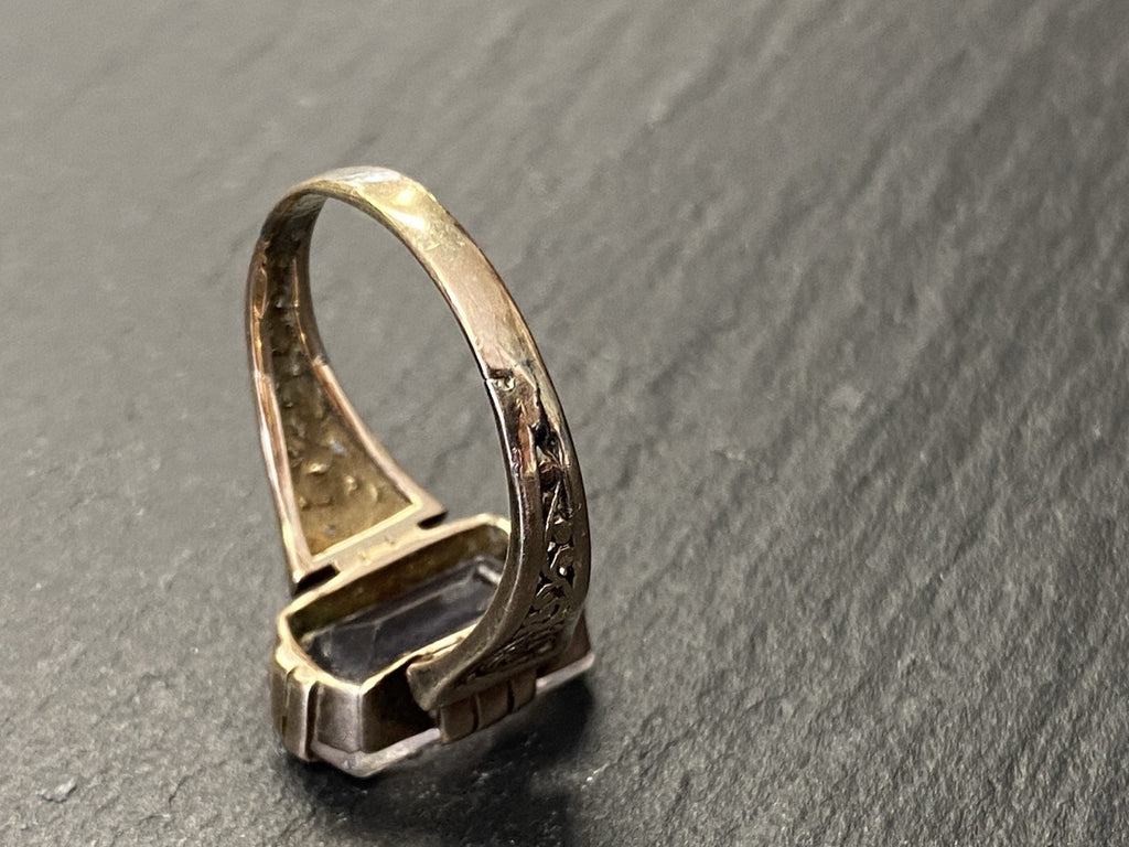 Ring Bergkristall Filigranes Dekor Quarz Grösse 60, Wohl Silber vergoldet