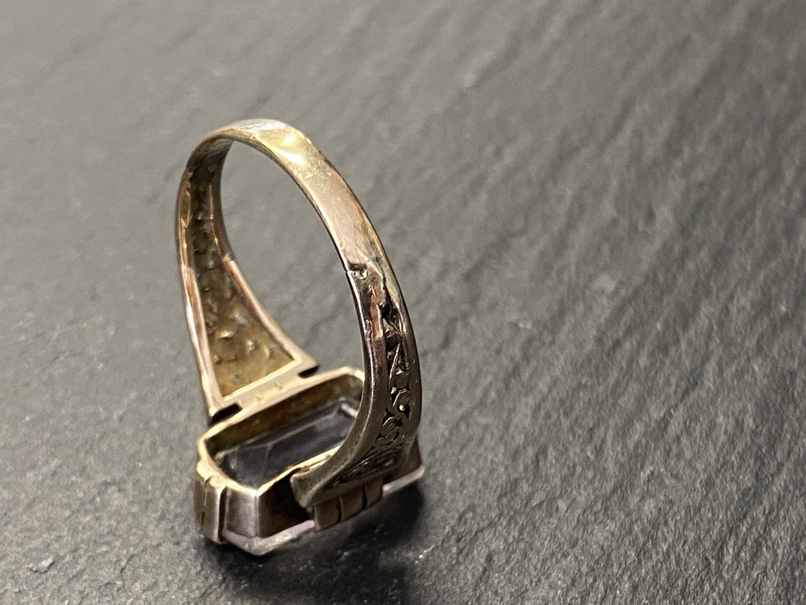 Ring Bergkristall Filigranes Dekor Quarz Grösse 60, Wohl Silber vergoldet