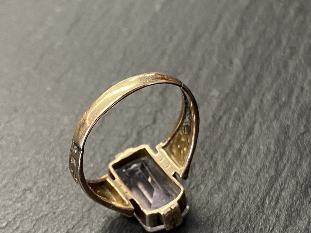 Ring Bergkristall Filigranes Dekor Quarz Grösse 60, Wohl Silber vergoldet