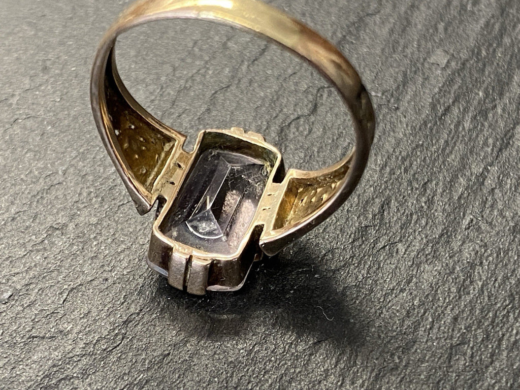 Ring Bergkristall Filigranes Dekor Quarz Grösse 60, Wohl Silber vergoldet