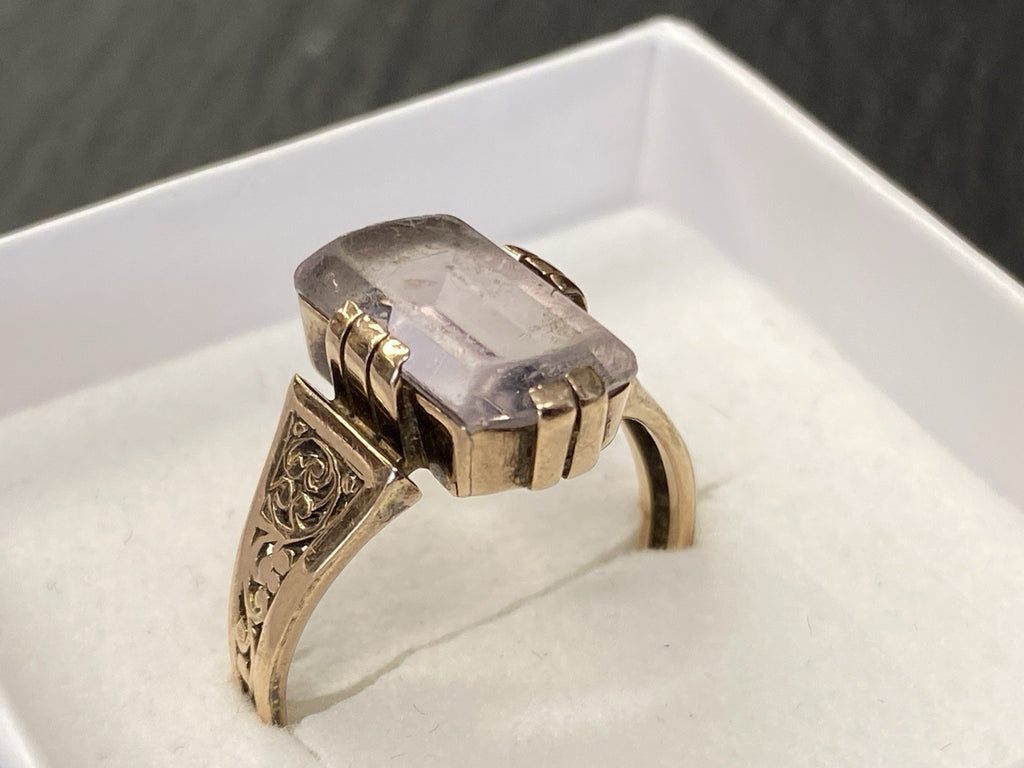 Ring Bergkristall Filigranes Dekor Quarz Grösse 60, Wohl Silber vergoldet