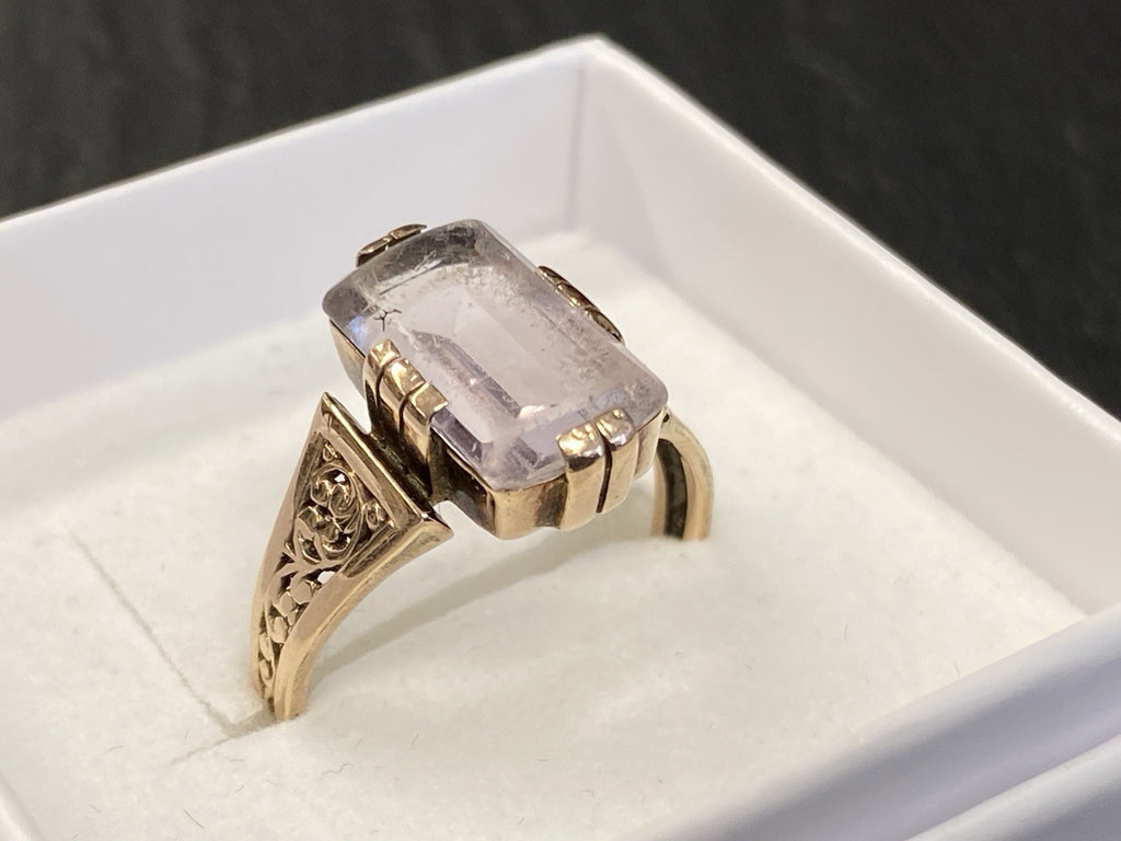Ring Bergkristall Filigranes Dekor Quarz Grösse 60, Wohl Silber vergoldet