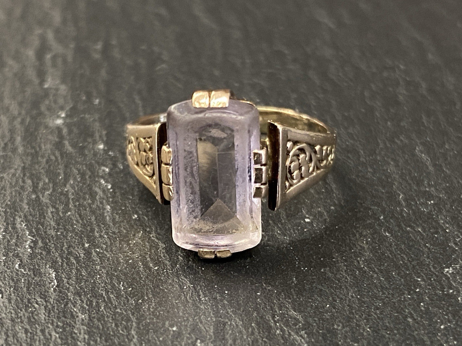 Ring Bergkristall Filigranes Dekor Quarz Grösse 60, Wohl Silber vergoldet