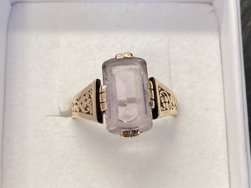 Ring Bergkristall Filigranes Dekor Quarz Grösse 60, Wohl Silber vergoldet