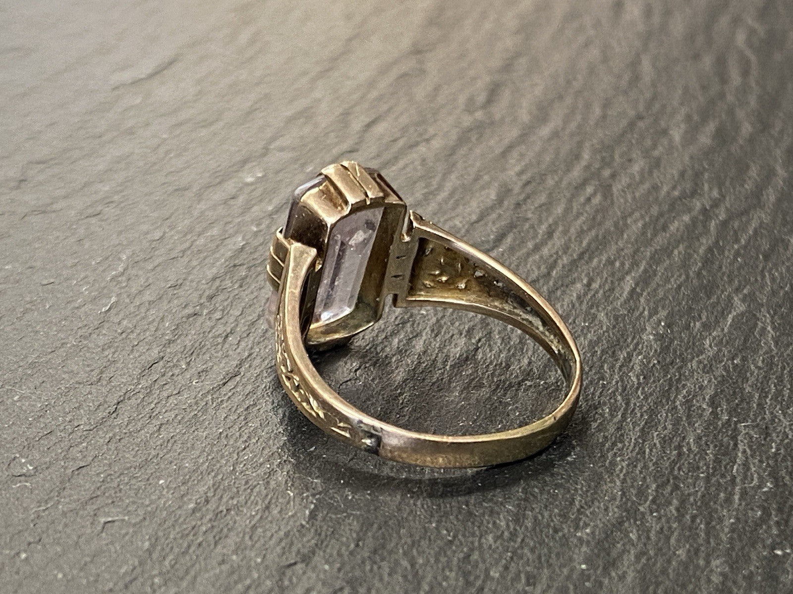 Ring Bergkristall Filigranes Dekor Quarz Grösse 60, Wohl Silber vergoldet