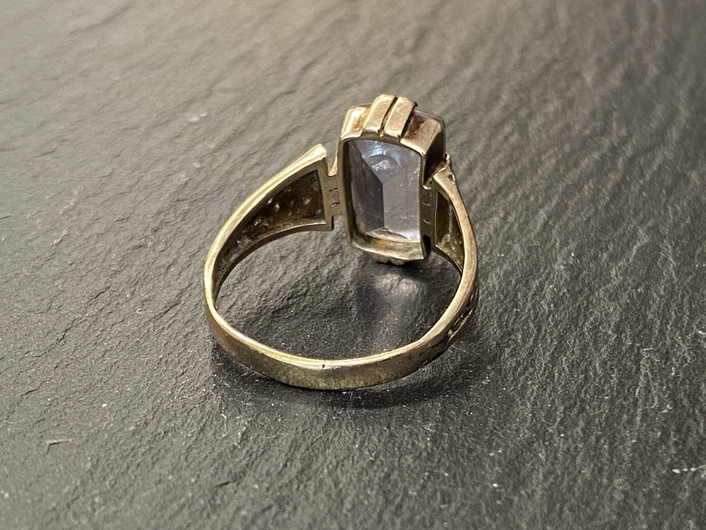 Ring Bergkristall Filigranes Dekor Quarz Grösse 60, Wohl Silber vergoldet