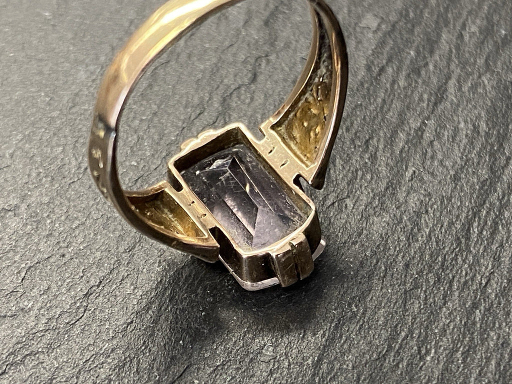 Ring Bergkristall Filigranes Dekor Quarz Grösse 60, Wohl Silber vergoldet