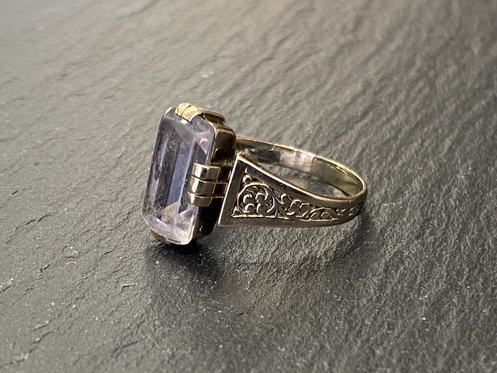 Ring Bergkristall Filigranes Dekor Quarz Grösse 60, Wohl Silber vergoldet