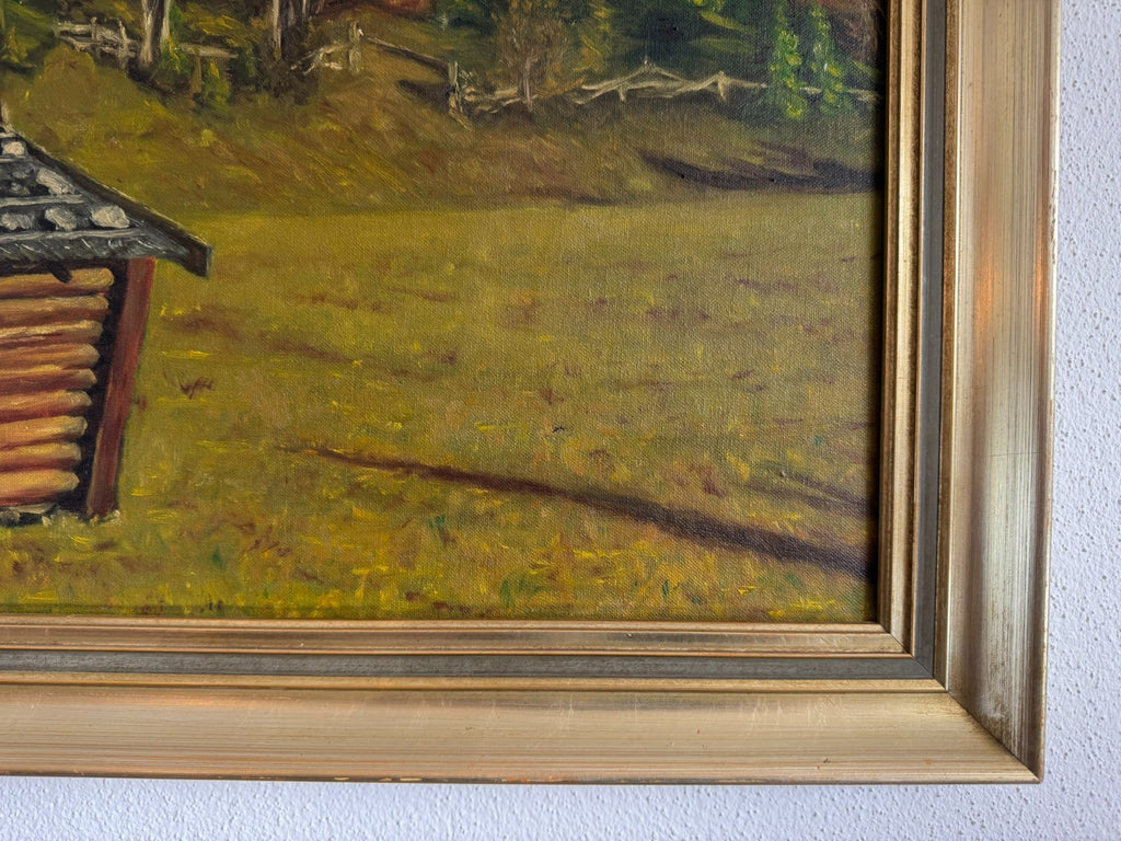 Ölgemälde Monogrammiert Jb Landschaft mit Gebirge