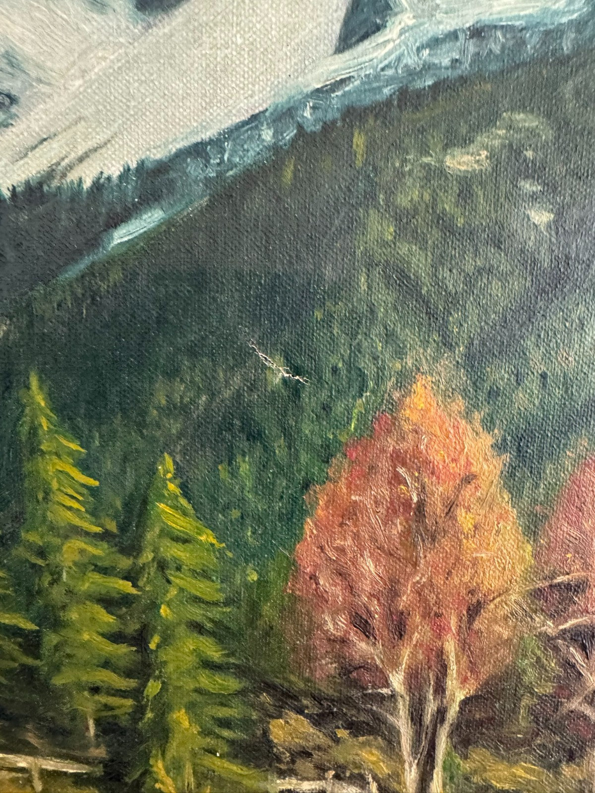 Ölgemälde Monogrammiert Jb Landschaft mit Gebirge