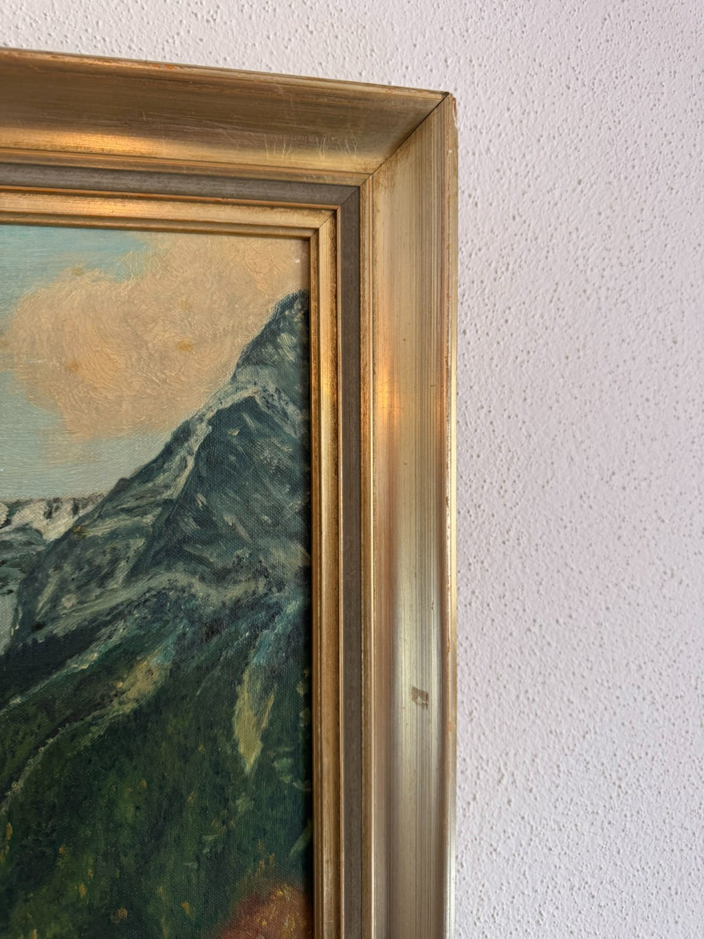 Ölgemälde Monogrammiert Jb Landschaft mit Gebirge