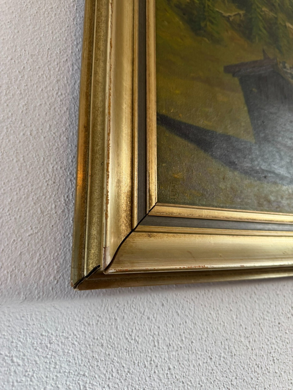 Ölgemälde Monogrammiert Jb Landschaft mit Gebirge