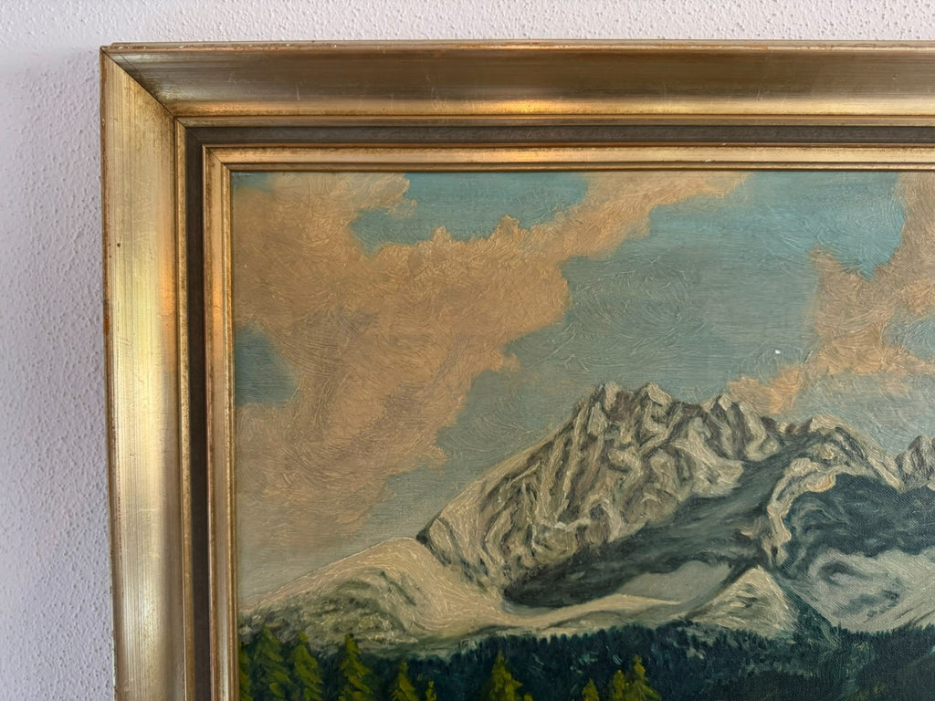 Ölgemälde Monogrammiert Jb Landschaft mit Gebirge