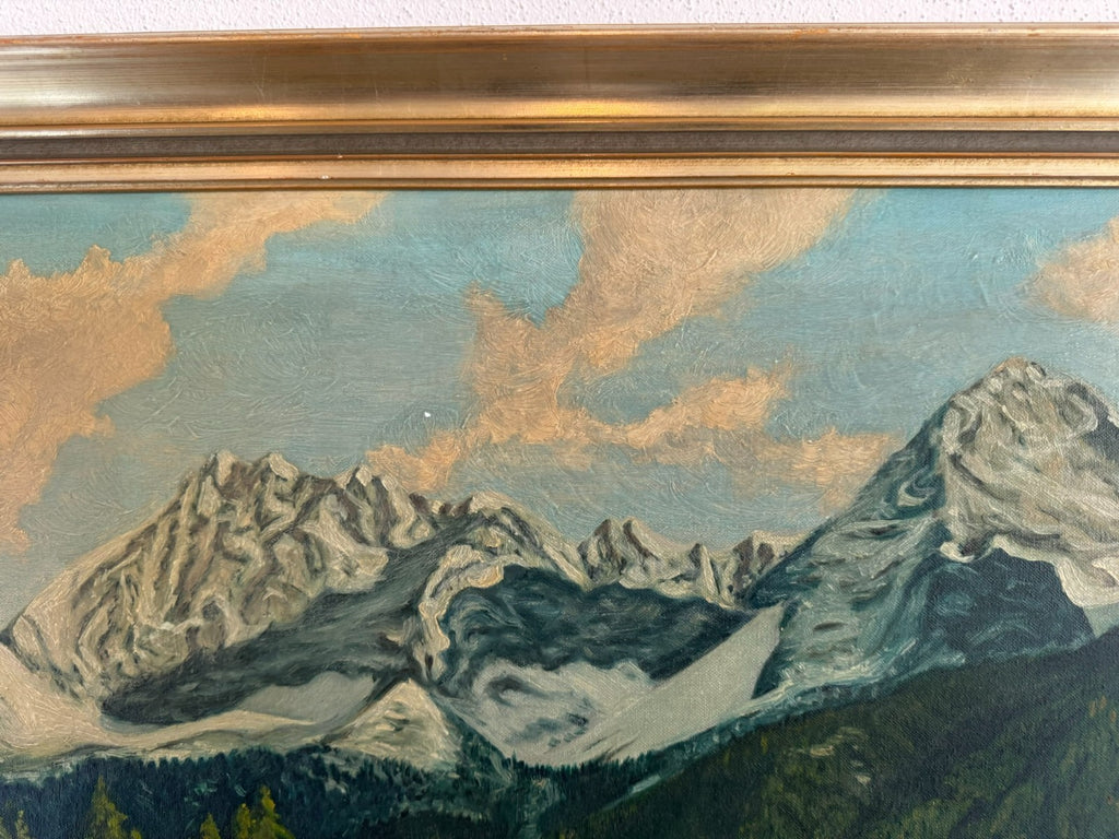 Ölgemälde Monogrammiert Jb Landschaft mit Gebirge