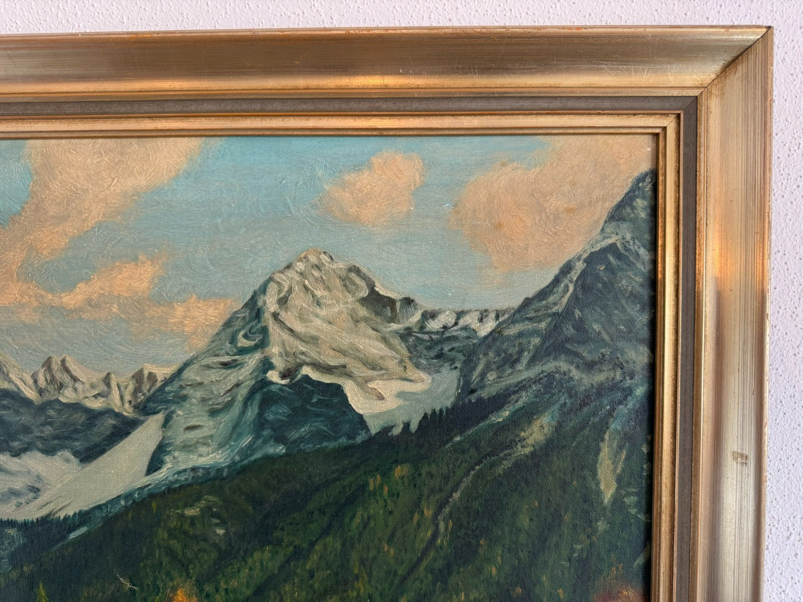 Ölgemälde Monogrammiert Jb Landschaft mit Gebirge