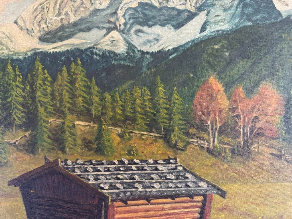 Ölgemälde Monogrammiert Jb Landschaft mit Gebirge