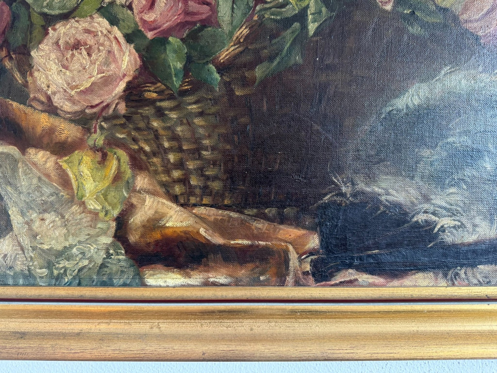 Antikes Ölgemälde von 1896 Blumen Stillleben signiert Elise Frank München