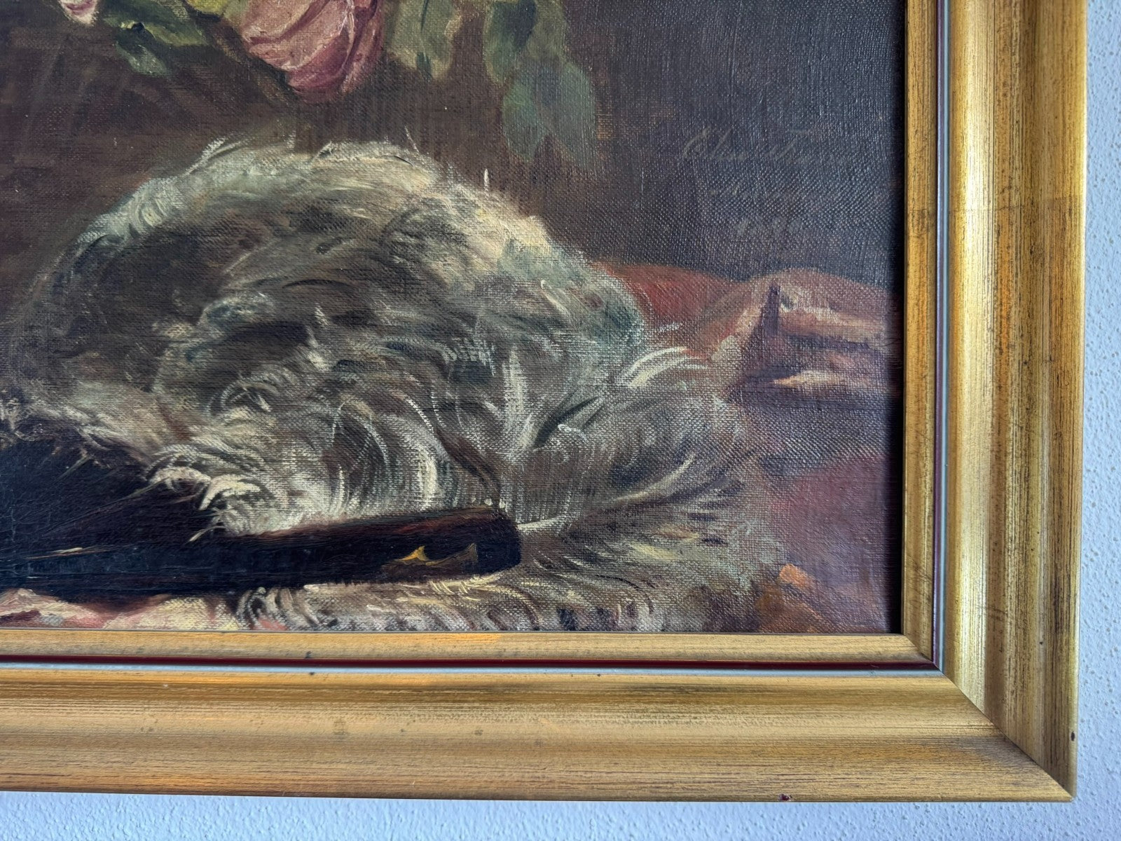 Antikes Ölgemälde von 1896 Blumen Stillleben signiert Elise Frank München