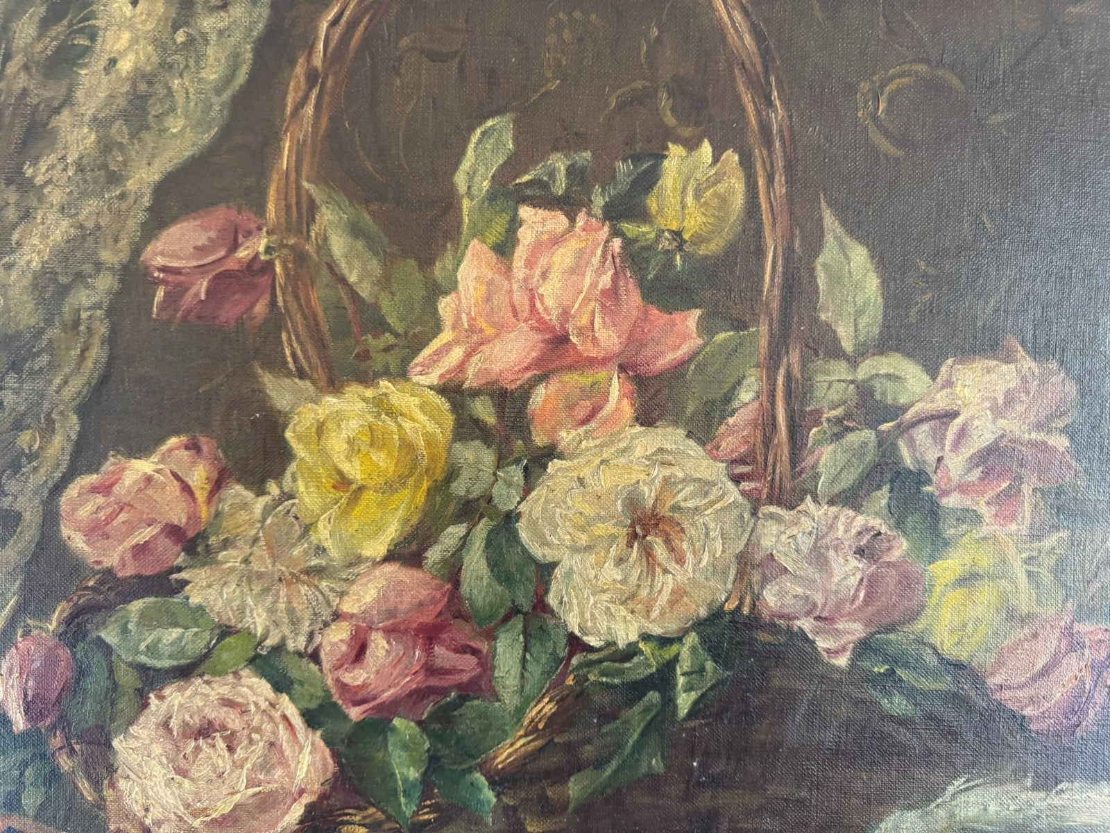 Antikes Ölgemälde von 1896 Blumen Stillleben signiert Elise Frank München