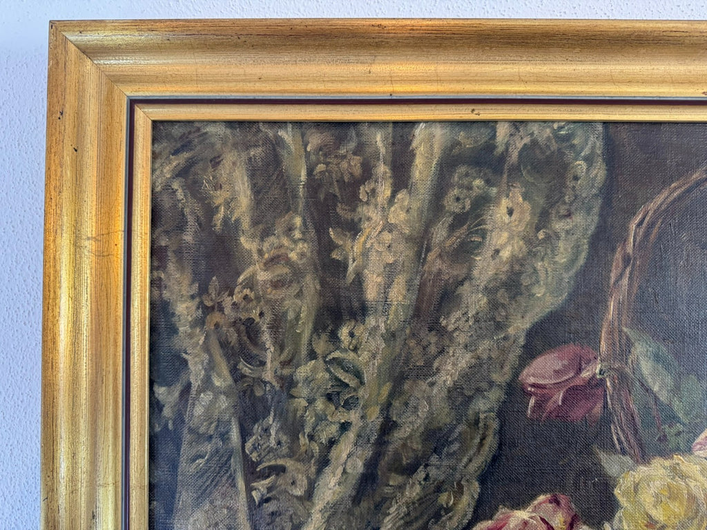 Antikes Ölgemälde von 1896 Blumen Stillleben signiert Elise Frank München