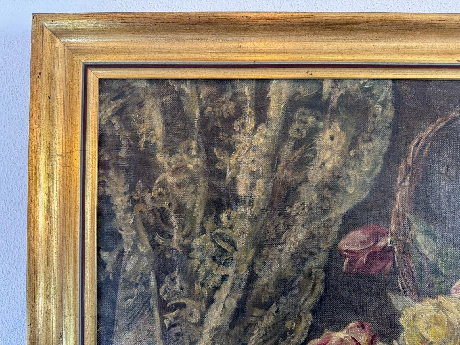 Antikes Ölgemälde von 1896 Blumen Stillleben signiert Elise Frank München