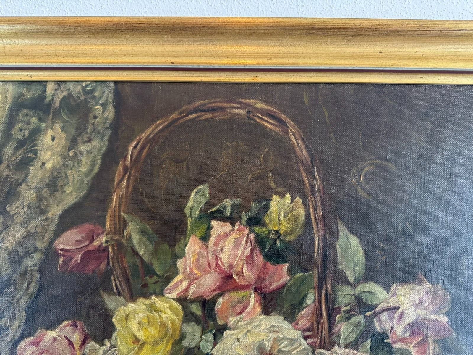 Antikes Ölgemälde von 1896 Blumen Stillleben signiert Elise Frank München