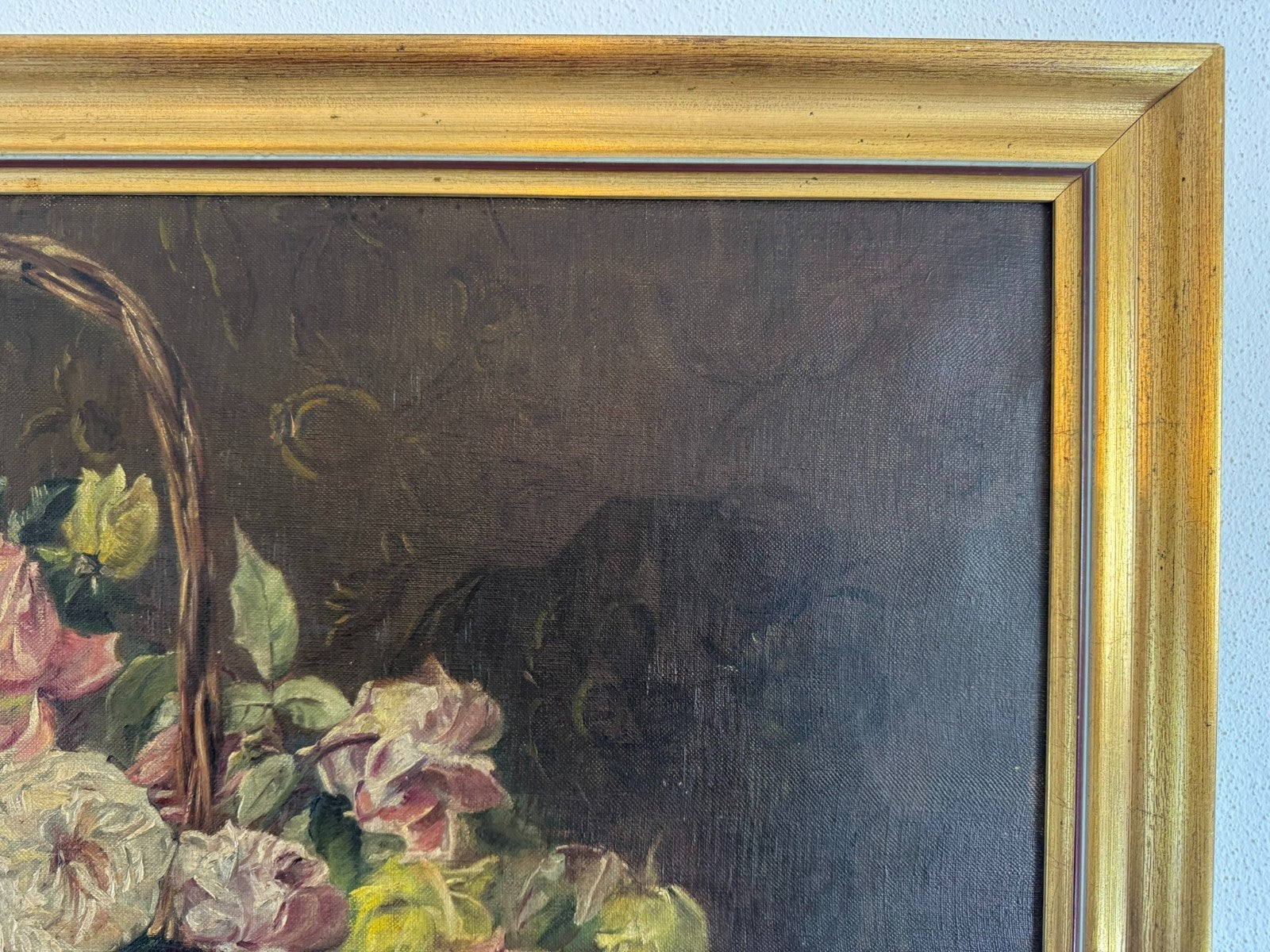 Antikes Ölgemälde von 1896 Blumen Stillleben signiert Elise Frank München