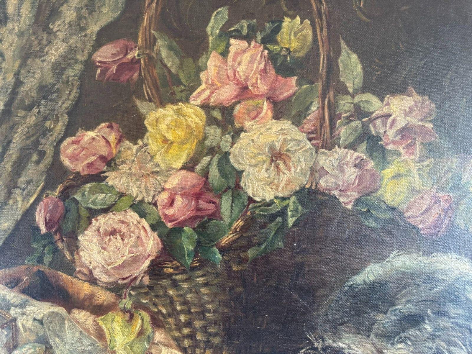 Antikes Ölgemälde von 1896 Blumen Stillleben signiert Elise Frank München