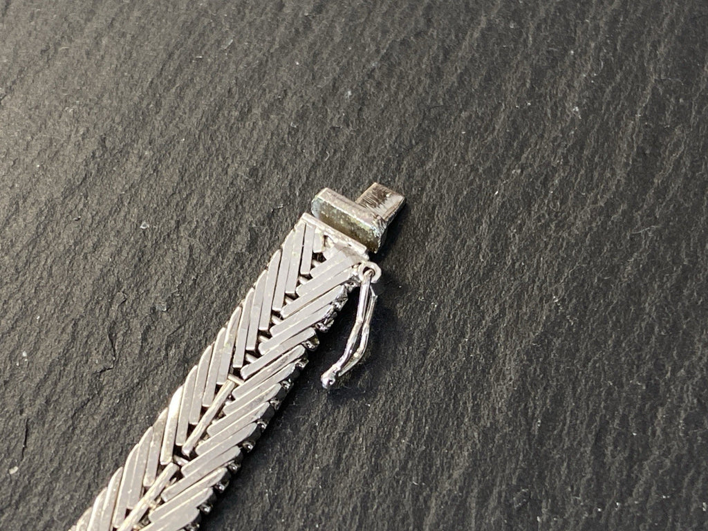 Armband Platt 835 Silber Saphir Saphire Rosenschliff 0,34CT