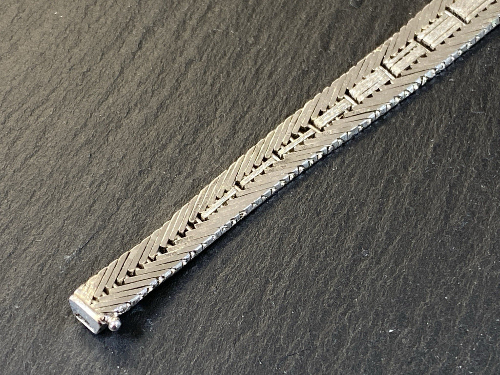 Armband Platt 835 Silber Saphir Saphire Rosenschliff 0,34CT