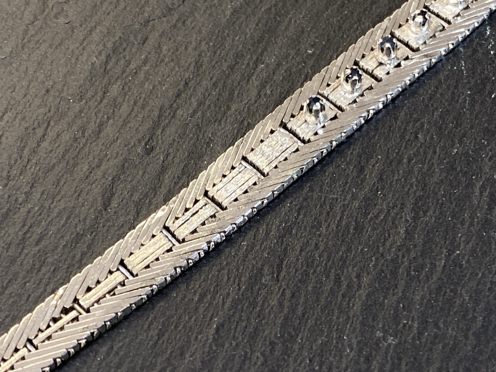 Armband Platt 835 Silber Saphir Saphire Rosenschliff 0,34CT