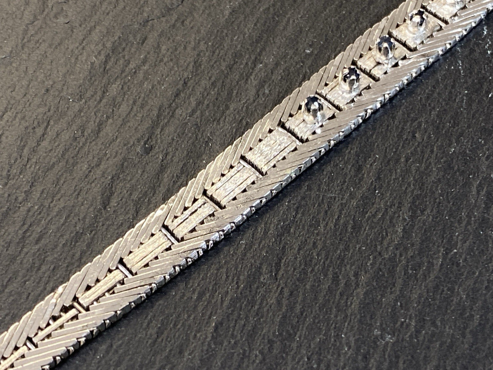 Armband Platt 835 Silber Saphir Saphire Rosenschliff 0,34CT