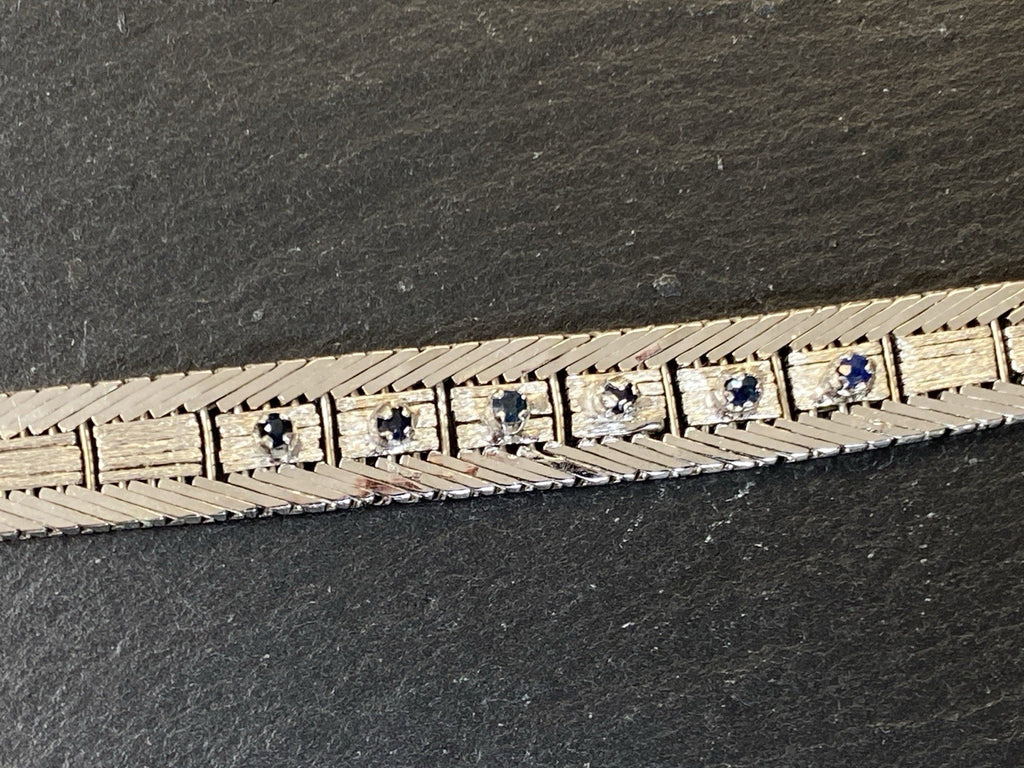 Armband Platt 835 Silber Saphir Saphire Rosenschliff 0,34CT
