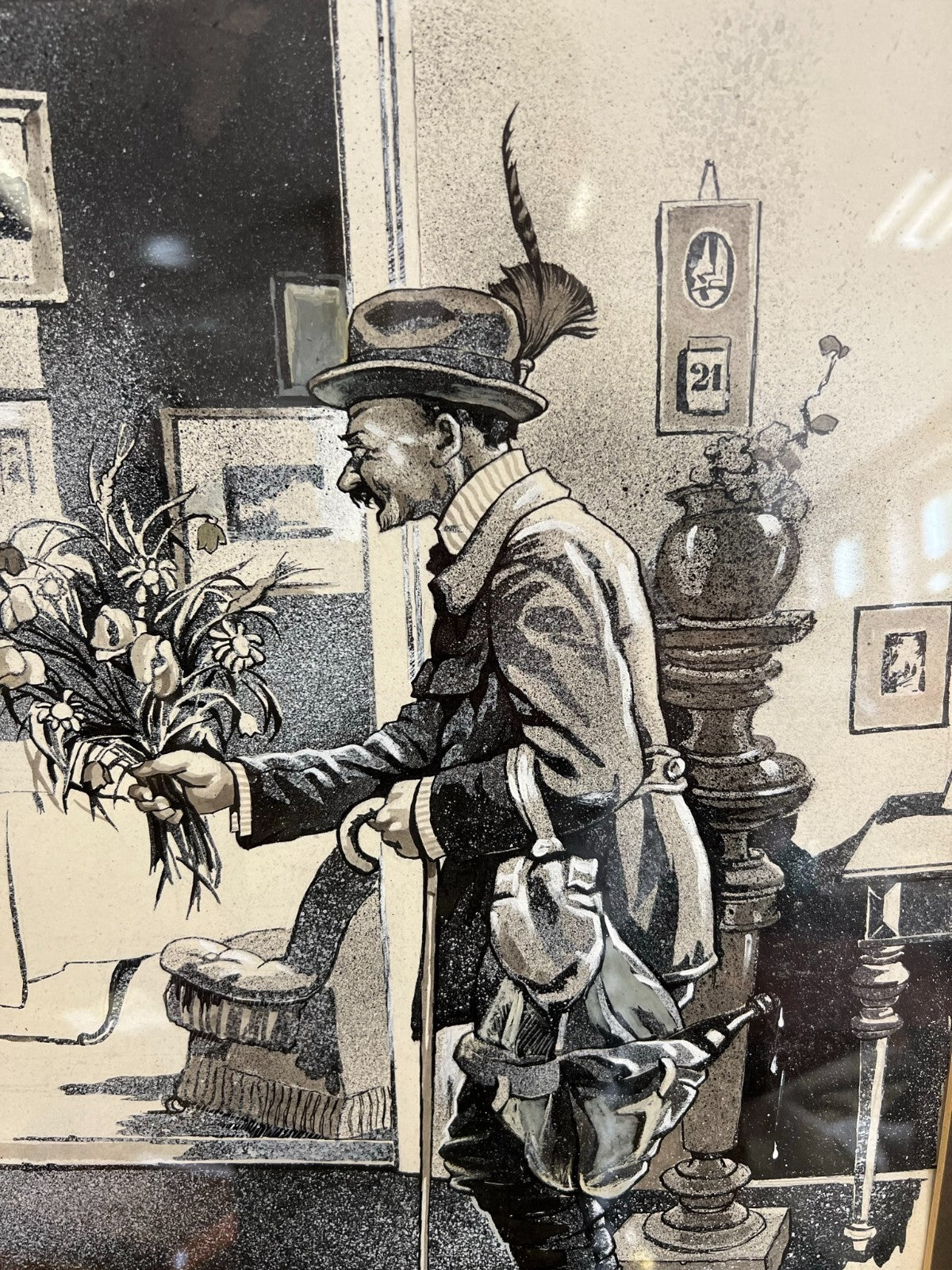 Grisaille auf Papier Personen in Gespräch Alfred Haushofer (1872-1943)