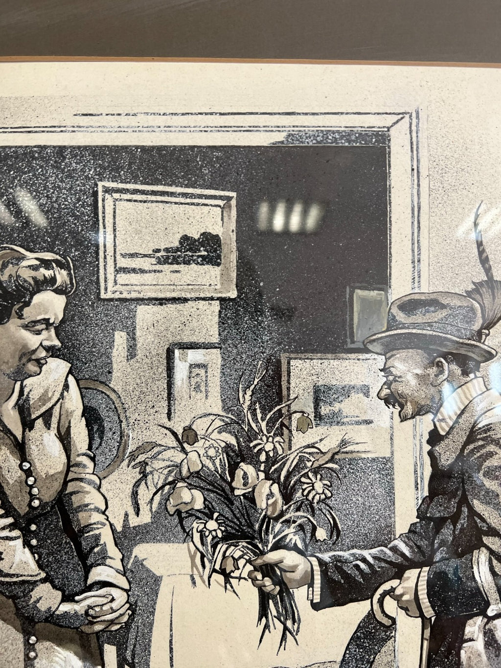 Grisaille auf Papier Personen in Gespräch Alfred Haushofer (1872-1943)