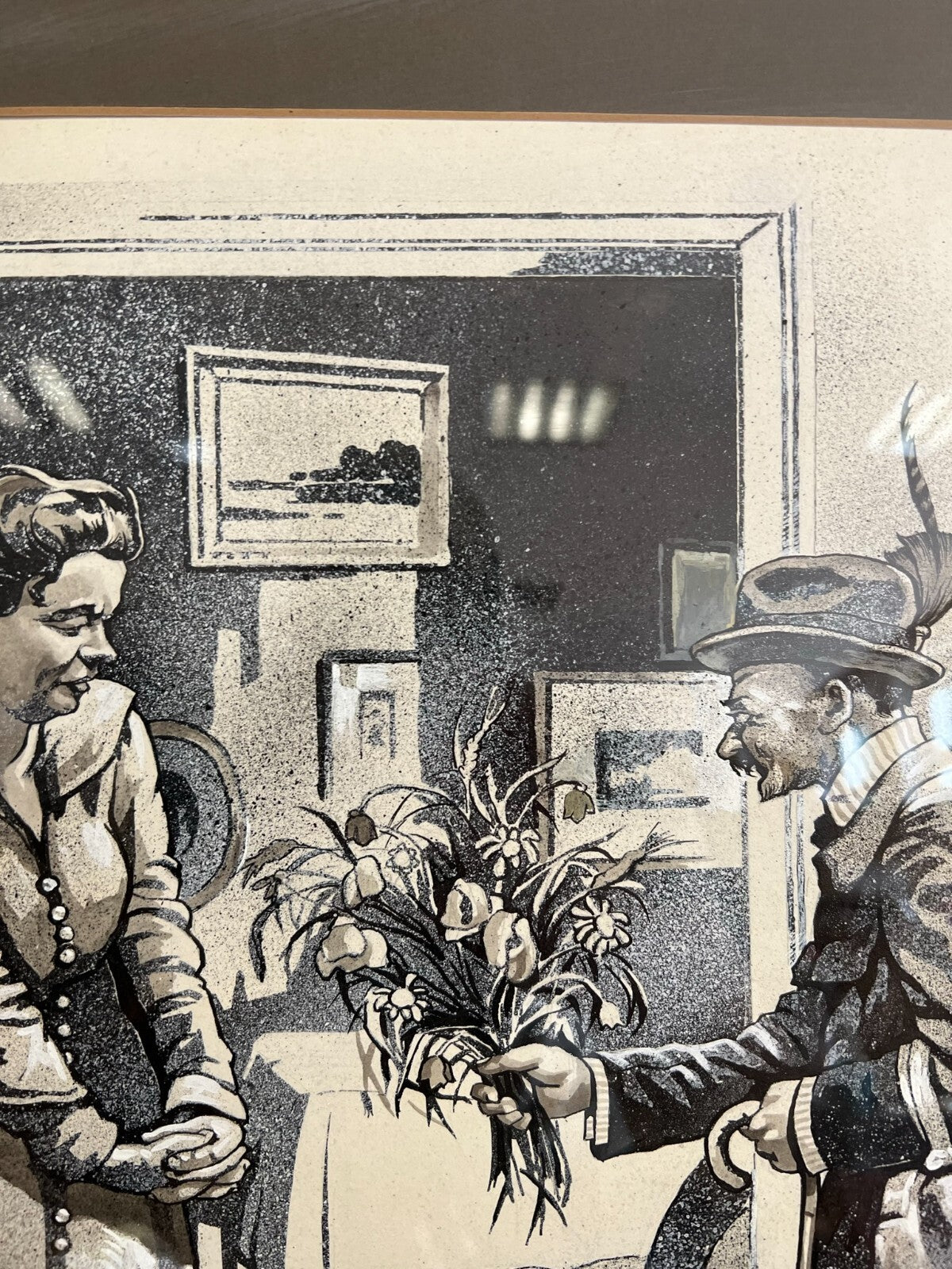 Grisaille auf Papier Personen in Gespräch Alfred Haushofer (1872-1943)