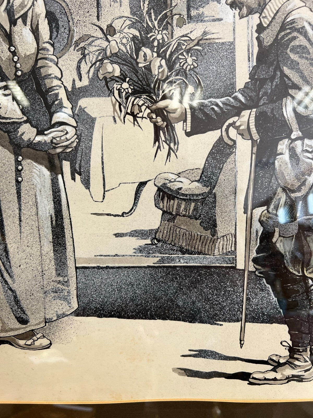 Grisaille auf Papier Personen in Gespräch Alfred Haushofer (1872-1943)