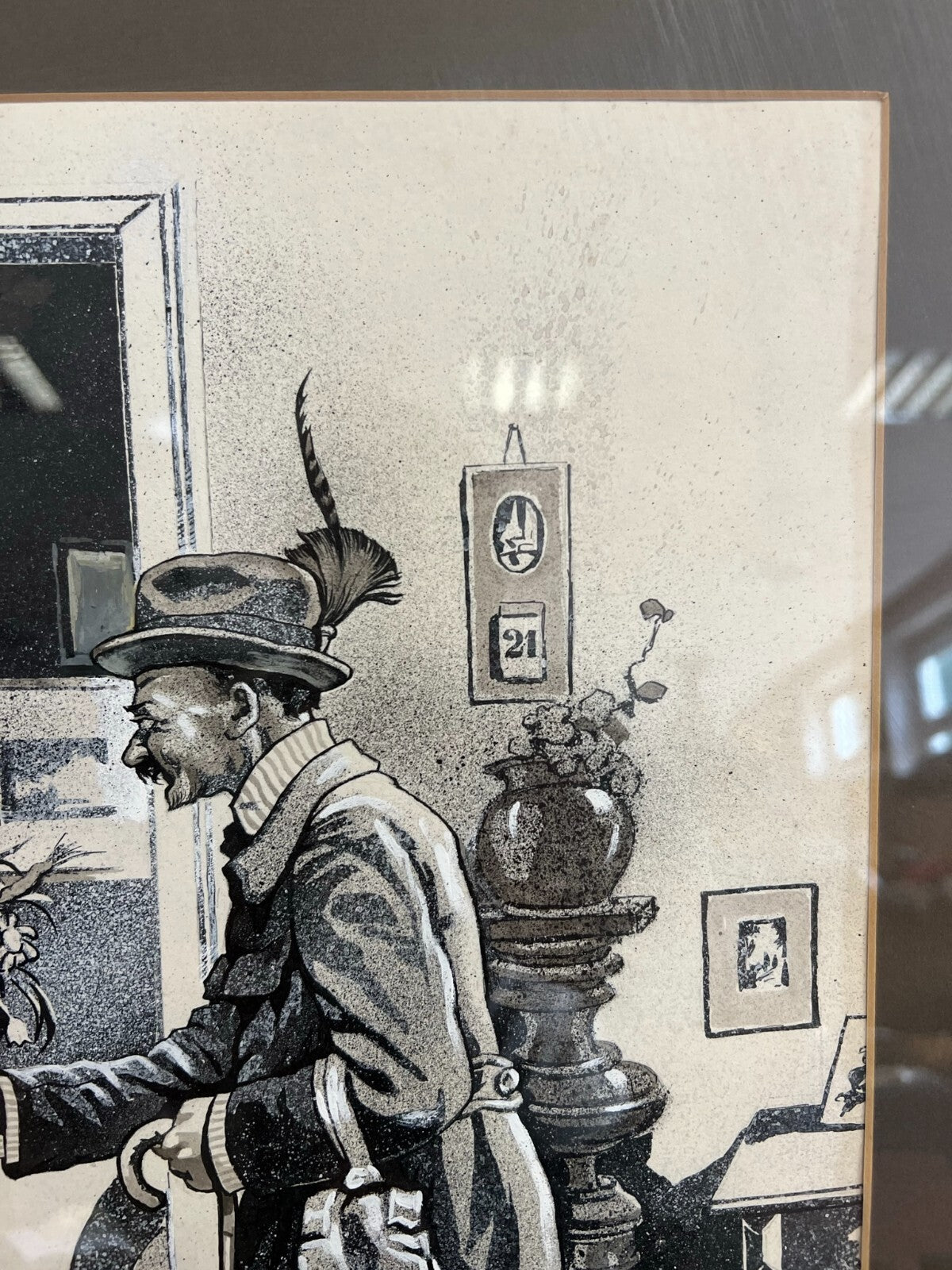 Grisaille auf Papier Personen in Gespräch Alfred Haushofer (1872-1943)