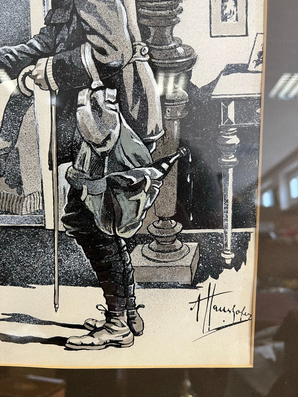 Grisaille auf Papier Personen in Gespräch Alfred Haushofer (1872-1943)