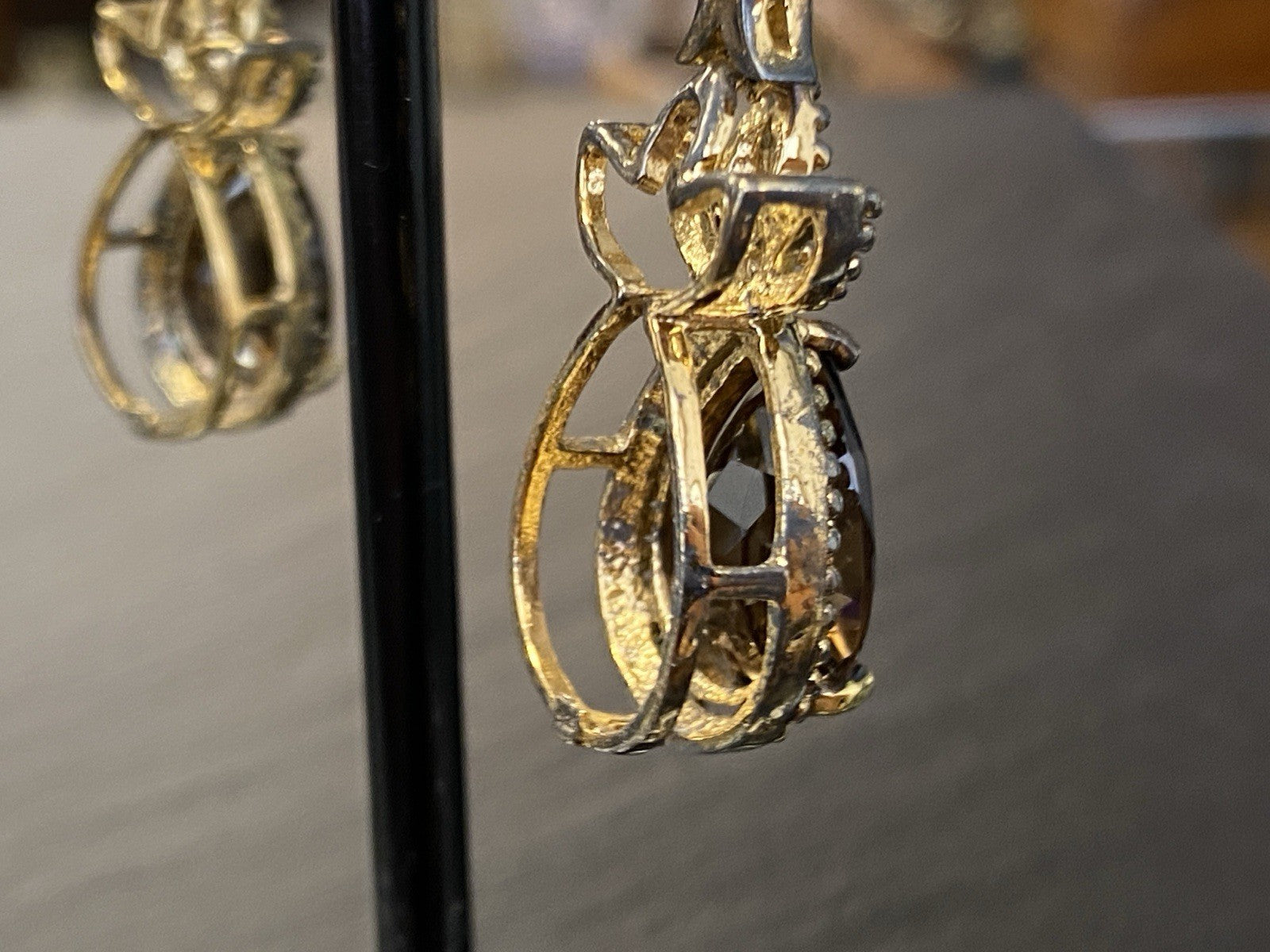 Ohrhänger Rauchquarz 925 Sterling Silber Tropfenschliff Tropfen vergoldet