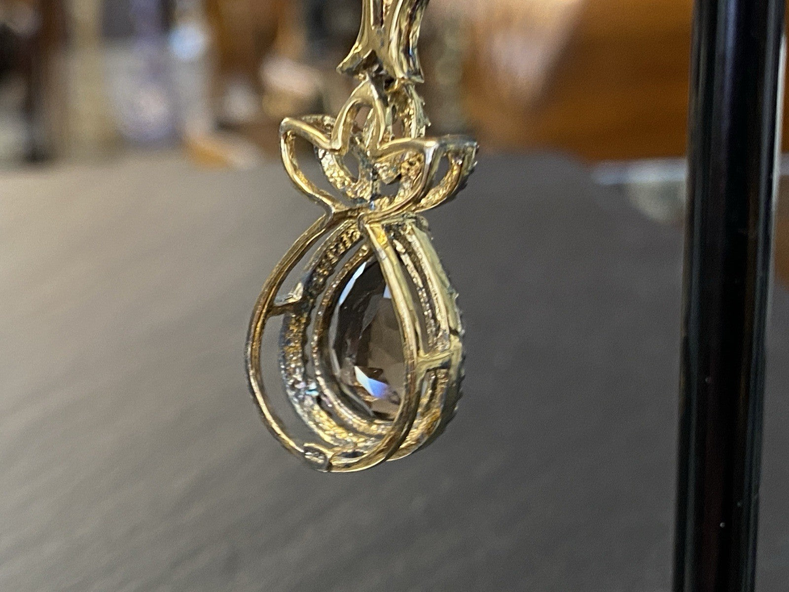 Ohrhänger Rauchquarz 925 Sterling Silber Tropfenschliff Tropfen vergoldet